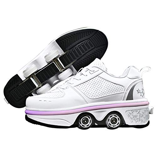 MYDFG Zapatos con Ruedas Zapatillas Aire Libre Gimnasia Skateboard Sneaker Retráctil Skateboarding Rollerblades Zapatillas De Skateboard Ajustable Rueda AutomáticaEUR41 Cover