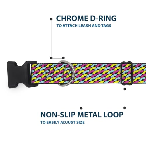 Collar de perro 18-32 Buckle Down de nylon resistente con estampado geométrico negro 6