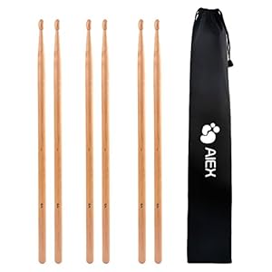 5A Drumsticks, AIEX 3 Pair Drum Sticks Classic Maple Wood Drumsticks Wood Tip Drumstick for Students and Adults (with…