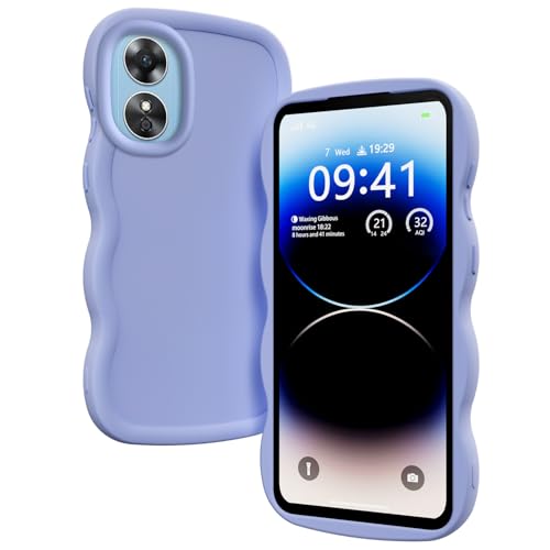 XINYEXIN Funda para OPPO A17, Carcasa Marco de Ondas Forma Rizado Linda Silicona Líquida Antigolpes Bumper Case Cover - Violeta