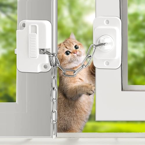 BECOMTO Lot de 2 entrebâilleurs de fenêtre réglables pour fenêtre UPVC, verrous de sécurité pour enfants et animaux domestiques, auto-adhésifs, verrouillage de...