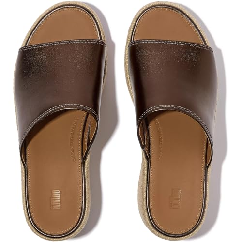 FitFlop Women's Platfforms Espadrille Metallic-Leather Wedge Slides Sandal4