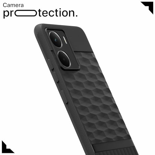 Image of Pikkme Back Cover for Realme P3 5G Camera Protection 3D Hexa Cube Design Silicone Protective Bumper Case (Black)