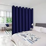 NICETOWN Room Divider Curtain Screen Partitions, Vertical Blinds for Sling Door, Blackout Window Curtains, Privacy Blinds for Patio, Extra Wide Drapes (Single Panel, 8.3ft Wide by 7ft Long, Navy Blue)