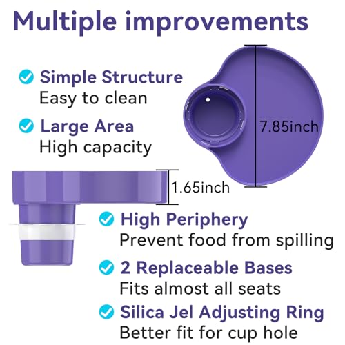 Image of [2 Packs] Kids Car Seat Tray, Travel Tray with Cup Holder for Toddler Baby, Kids Car Seat Food Snack Organizer for Road Trip, Stroller snack Organizer Travel Must Haves (Purple, 2 PCS)