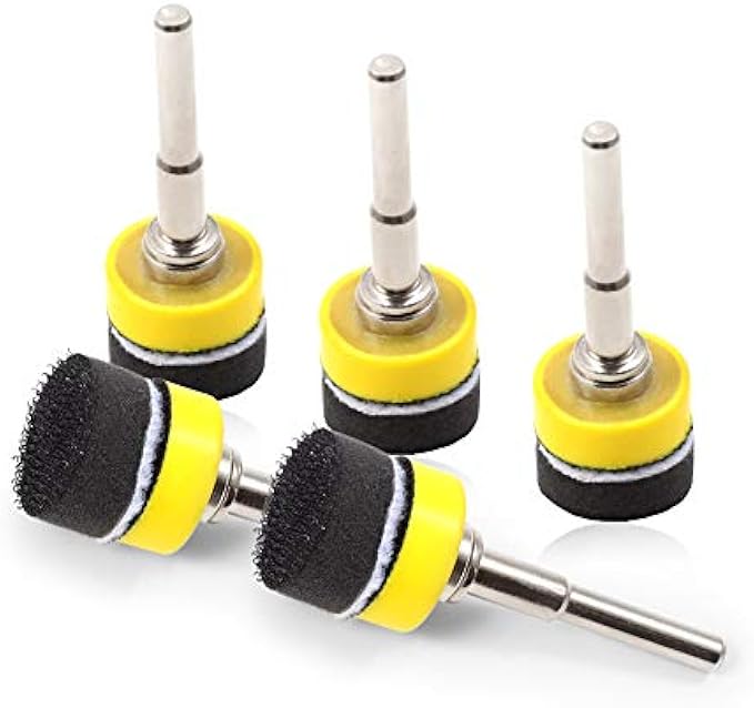 SPEEDWOX 5 Packs 1 Inches Hook and Loop Sanding Discs Pad Kit with Inch Shank Drill Attachment Backing Pads and Soft Foam Layer Buffering Pad