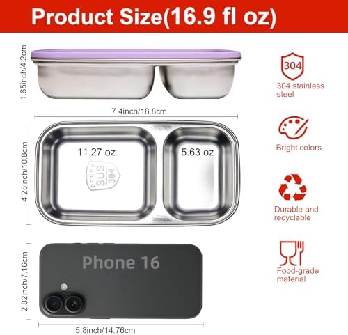 FENGSHOUNIAN Stainless Steel Snack Containers - Thumbnail 3