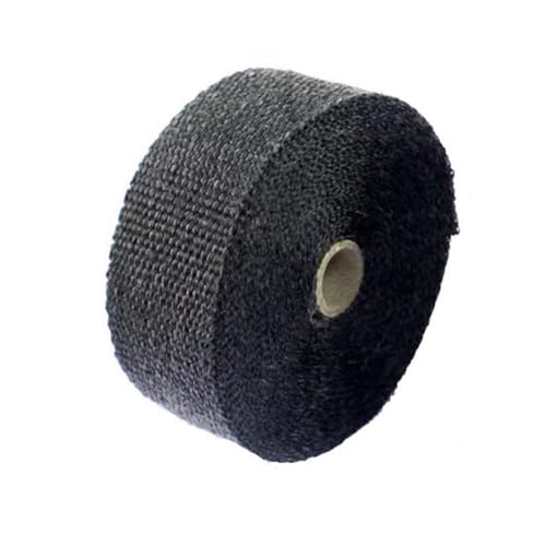 BudgetBundles US 1-2Pc 32ft Titanium Header Turbo Pipe Manifold Exhaust Heat Wrap Tape 4 Ties (Black 1 Pack)