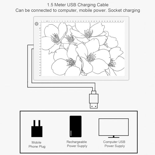 A3 LED Tracing Light Box Stepless Dimmable Art Light Pad Table Painting Light Board for SlideScan, FilmBox