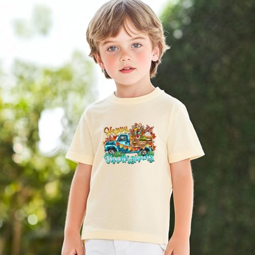 Kids Thanksgiving Shirt Funny Turkey Truck Graphic Boys Girls Thanksgiving Outfits Clothes 2-7 Years4