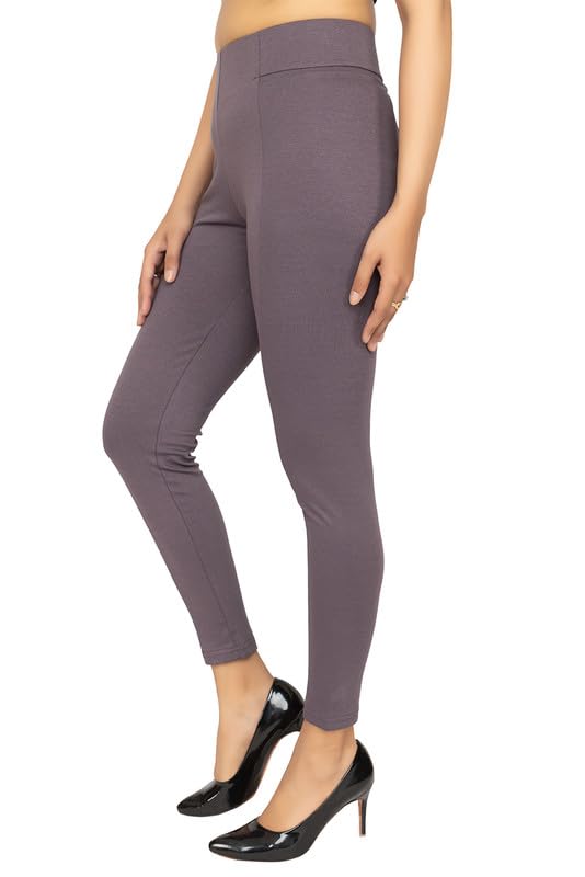 Image of Mlada Slim Fit Jeggings with Elastic Waist Band for Women Office Work Formal Wear Trousers Stretch Cotton Knit High Waist Skinny Fit Jeggings Lycra Pants Travel Comfort Jeggings