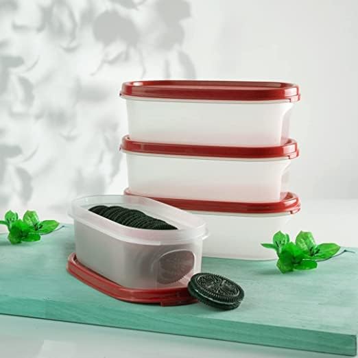 Miniatura 3 de Tupperware. MM Oval #1 contenedores 16.9 fl oz juego de 4 piezas - Rojo (Tup)
