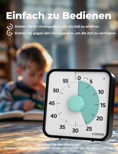 LIORQUE 19cm Visueller Timer 60 Minuten Countdown Timer – Ansicht 2