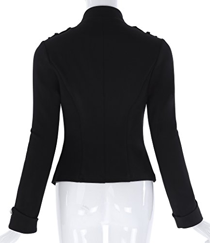 Kate Kasin Women's Buttons Decorated Zipper Front Military Blazer Jacket Coat Tops Black S KK464-1 steampunk buy now online