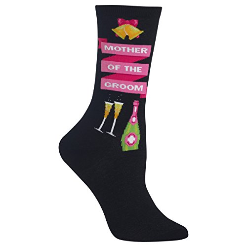 Hot Sox Women's Wedding Bliss Novelty Casual Crew, Mother of the Groom (Black), Shoe Size: 4-10