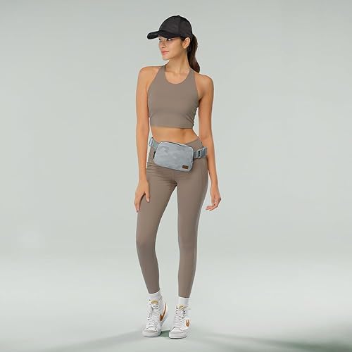 Miniatura 3 de C.C Riñonera de Cintura para Mujer  Riñonera Acolchada Cruzada de Cintura con Correa Ajustable, Idea de Regalo de Moda, Gris camuflaje