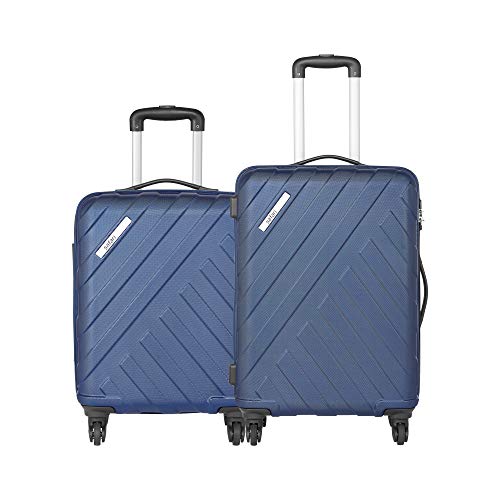 Safari Ray Polycarbonate Combo Set of 2 Small, Medium 4 Wheel Midnight Blue Hardsided Check-in Luggage (RAY SM Combo 4W Midnight Blue)