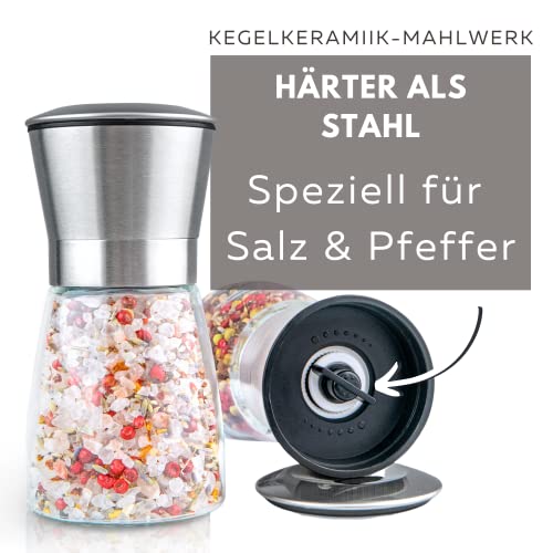 Hannah's Homebrand® Zout- en pepermolen met keramische molen (technische keramiek), zoutmolen of kruidenmolen, zonder… - Afbeelding 4