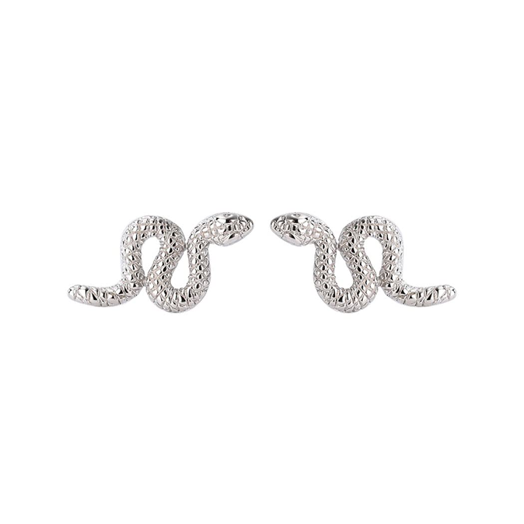 SLUYNZS925 Sterling Silver Punk Snake Stud Earrings for Women Teen Girls Snake Helix Studs Earrings