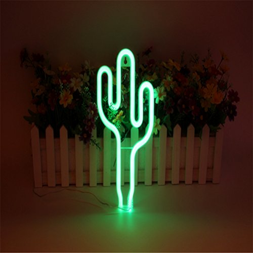 LEDMOMO Neon Signs Cactus veilleuses pour Noël décoration de la Maison (Vert)