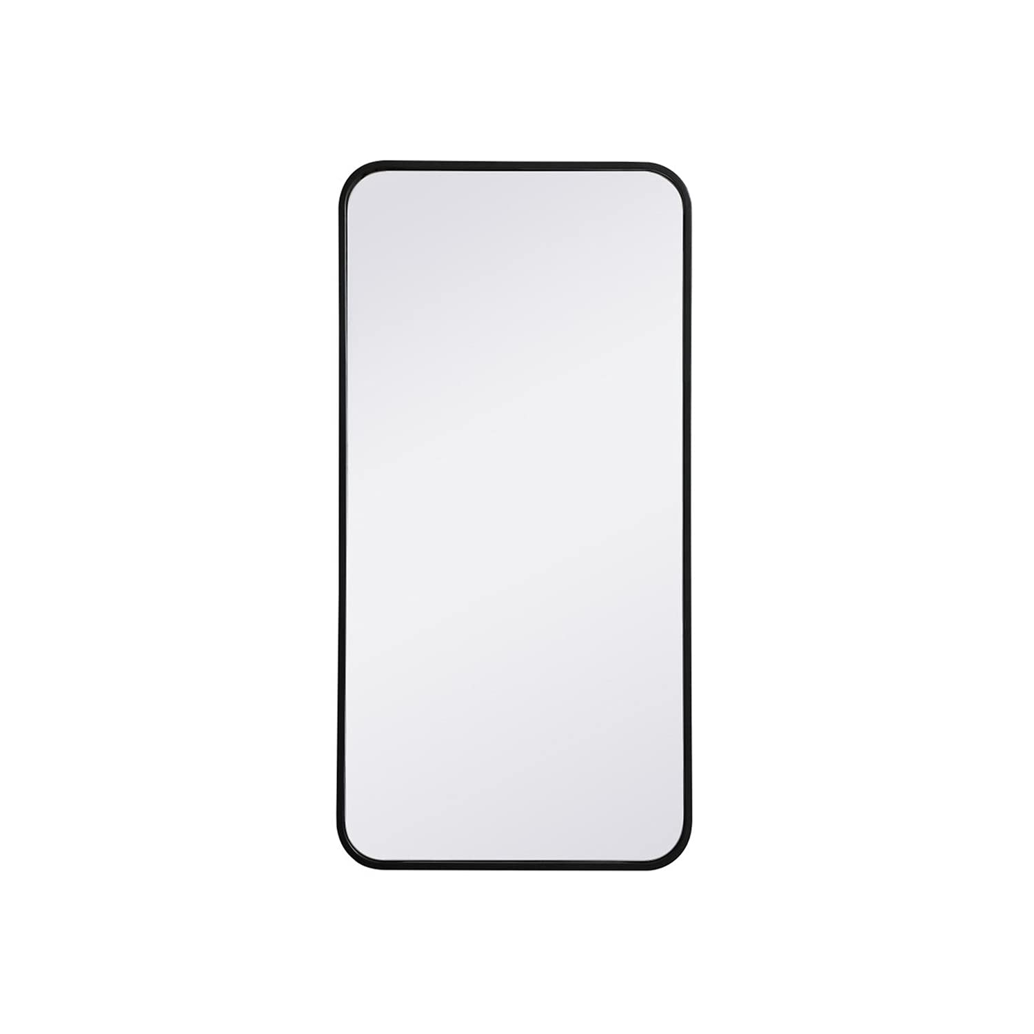 Soft Corner Metal Rectangular Mirror 18x36 inch in Black