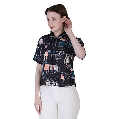 Image of GRECIILOOKS Shirt for Women`s | Womens Printed Half Sleeve Shirt | Casual Loose fit Tops | Comfortable Rich Korean Style Crop top for Women