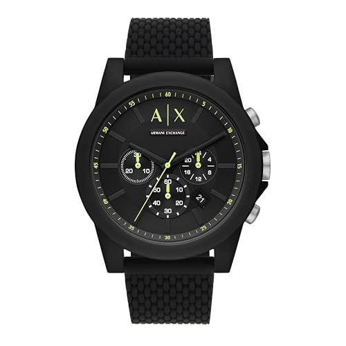 Armani Exchange Montre pour hommes, mouvement chronographe à quartz et boîtier de 44mm avec bracelet en silicone