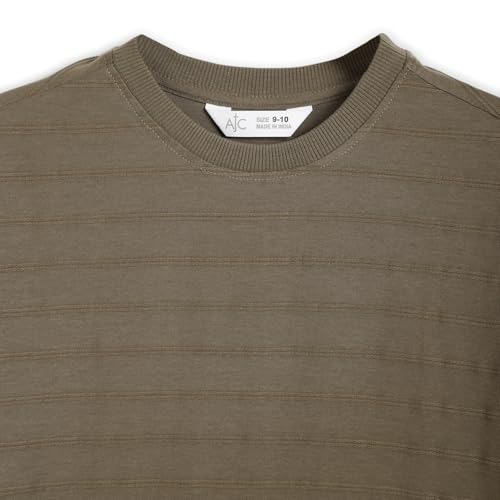 Image of Alan Jones Clothing Boys Oversized T-Shirt with Embossed Stripe Design | Half Sleeve Round Neck Casual Tee for Kids