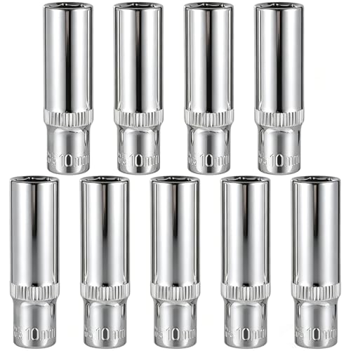 Image of 9-Piece 10mm Deep Sockets, 1 /4-Inch Drive, 6-Point, Corrosion Resistance, Compatible with Standard Ratchet Wrenches and Tools