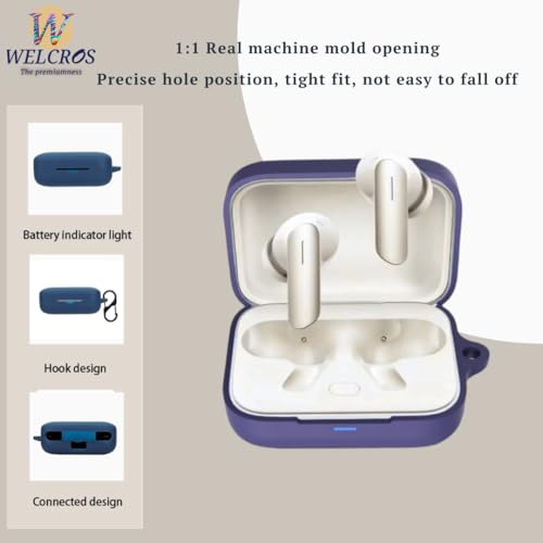 Image of WELCROS Soft Silicone Case Cover Compatible for Realme Buds Air 7 | 7 Pro (Blue, with Keychain)