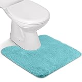 FCSDETAIL Tappeti da Bagno a Pelo Lungo Antiscivolo, Tappetino Lavabile in Lavatrice con Microfibre Morbide Assorbenti per Vasca, Doccia e Bagno (U - 50X50 cm, Turchese)