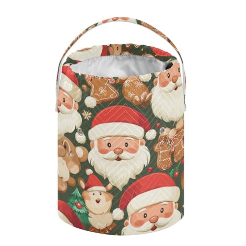 Image of Tatenale Crochet Bag Yarn Bag Knitting Project Bag with Pockets and Handle Portable Yarn Storage Organizer Tangle Free 8.3x11 InchGreen Christmas Santa Claus and Cookies16
