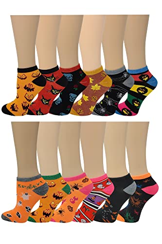 Image of SUMONA Differenttouch 12 Pairs Pack Women Low Cut Colorful Fancy Design Ankle Socks