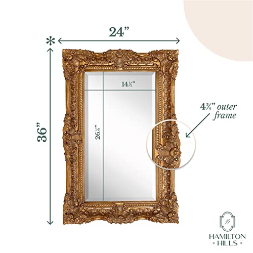 Elegant Baroque Gold Framed Mirror for Vanity, Bedroom, or Bathroom