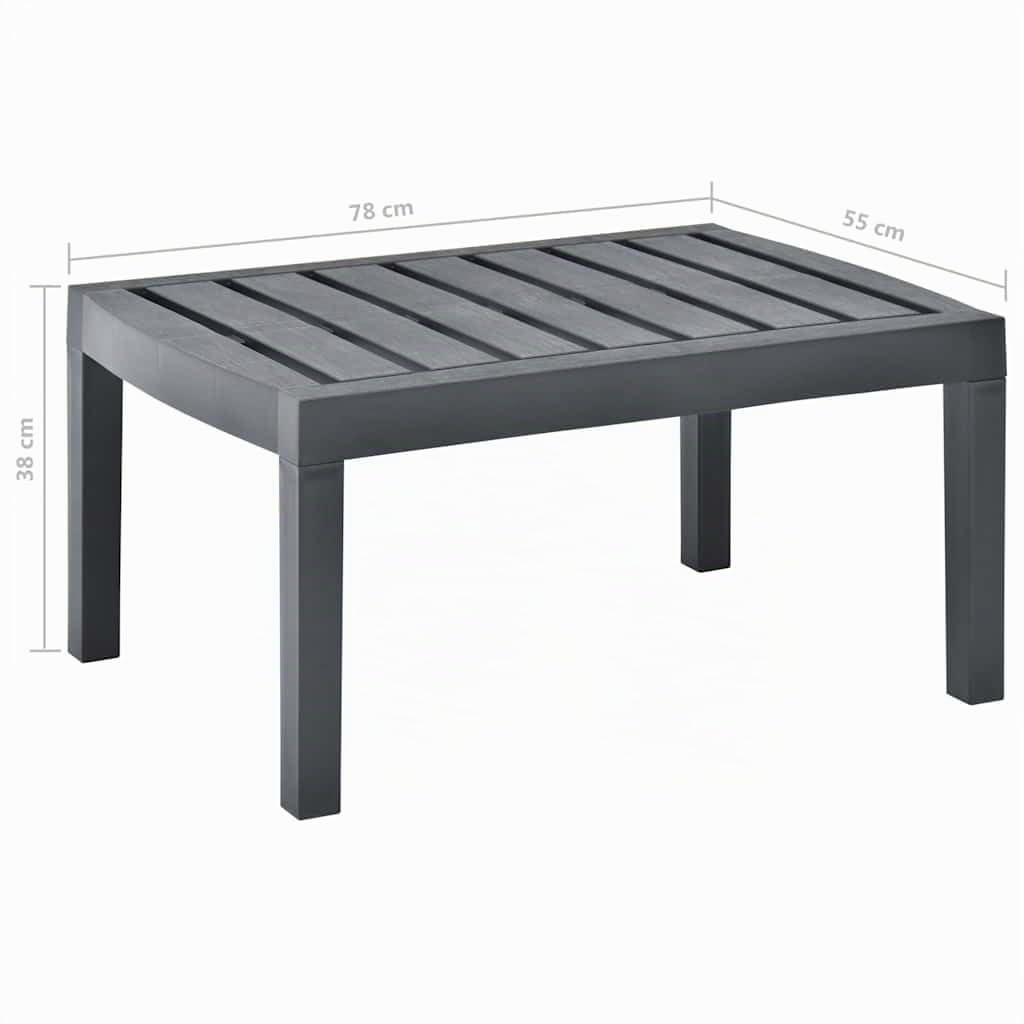 vidaXL Table de Jardin Table Basse de Terrasse Table d'Appoint de Patio Table d'Extérieur Camping Anthracite 78x55x38 cm Plastique