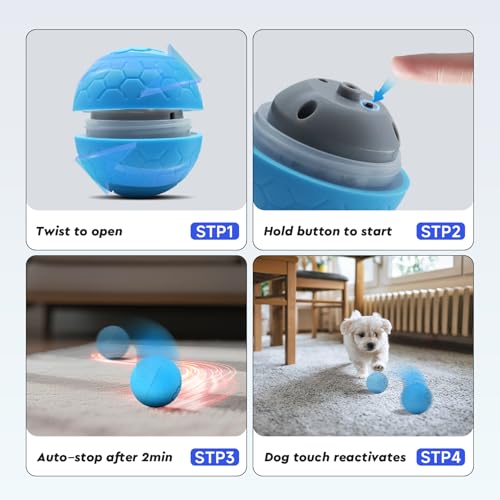Image of Interactive Small Dog Toy Ball, 2.1 Inch Smart Jumping Ball for Puppy /Small Dogs, Activated Automatic Bouncing Moving Vibrating, Dog Toy for Small Dogs to Keep Them Busy, 2-Speed Adjustable