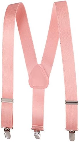 Hold’Em Elastic Y-Back Suspenders for Kids, Adjustable Kids Suspenders with Metal Clip Braces, Durable 22-inch Peach Suspenders for Boys & Girls, 7 Months to 3 Years Old
