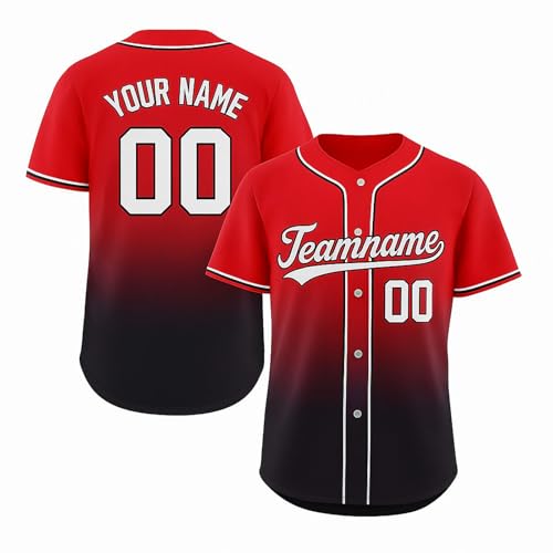Camiseta personalizada de béisbol con degradado, nombre, número y logo para hombres, mujeres y jóvenes