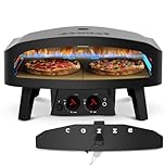 Cozze® Forno Pizza a Gas 24" Edizione Nera | XXL Forno per Pizza 60cm con Doppia Pietra Refrattaria, Fornetto Pizza Nero Opaco