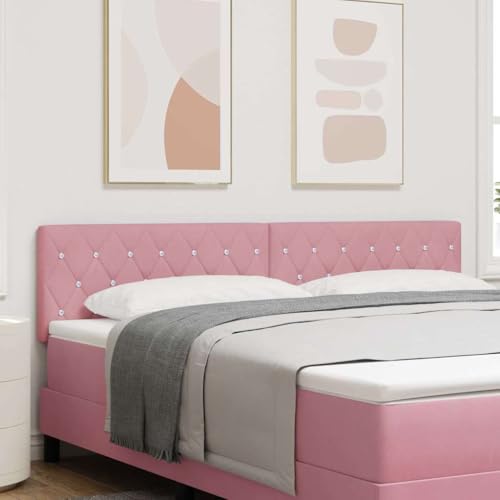 Teenpull Argyle - Cabecero LED de terciopelo rosa, 90 cm, montado en la pared, altura regulable 78-88 cm, con tiras LED, diseño de lujo para dormitorio, duradero