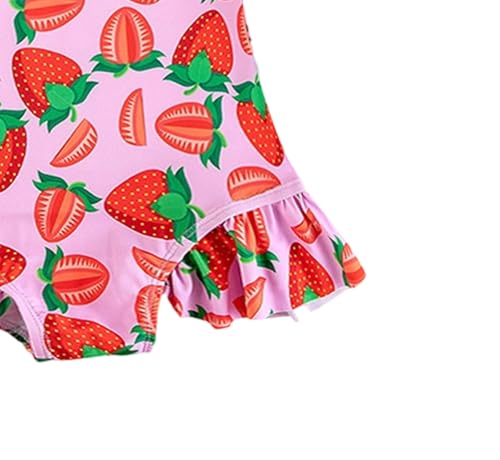 Image of Toddler Girl Swimsuit One Piece Rash Guard Bathing Suit Little Girls Short Sleeve Quick Dry Swimwear 1-7 Years