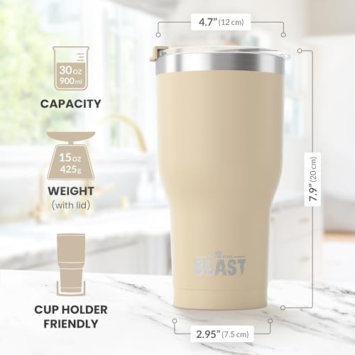 Image of BEAST 30oz Sand Tumbler - Stainless Steel Vacuum Insulated Coffee Ice Cup Double Wall Travel Flask