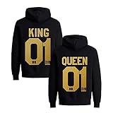mcqueen tutte bianche  Coppia Felpa con Cappuccio Set King Queen Pullover per Due Felpe con Cappuccio per Le Coppie (d\'oro, King M+Queen M)