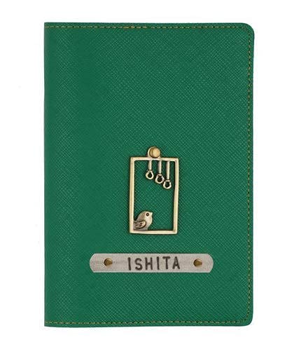 Customise Leather Passport Cover|Personalized Passport With Name for Passport Coverl| Customised with 27 Colors Passport Cover Travel Accessories- Travel Gifts-DK Green