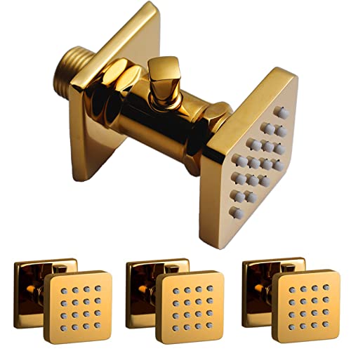 Whshower Adjustable Body Sprayer Solid Brass Massage Spa Rain Showerhead Side Wall Mount Shower Head Sprayer Body Jets Spray With Shut Off Flow Can Be Controlled 4 Pcs Polished Gold) #TOP6