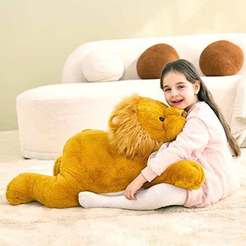 Image of IKASA Large Lion Cuddly Toy, Giant Soft Toy, Large Plush Toy, Giant Plush Toy, 78 cm, Fluffy Jumbo Plush Toys, Soft XXL XL Stuffed Toys, Cute, Gift for Children (Brown, 78 cm)