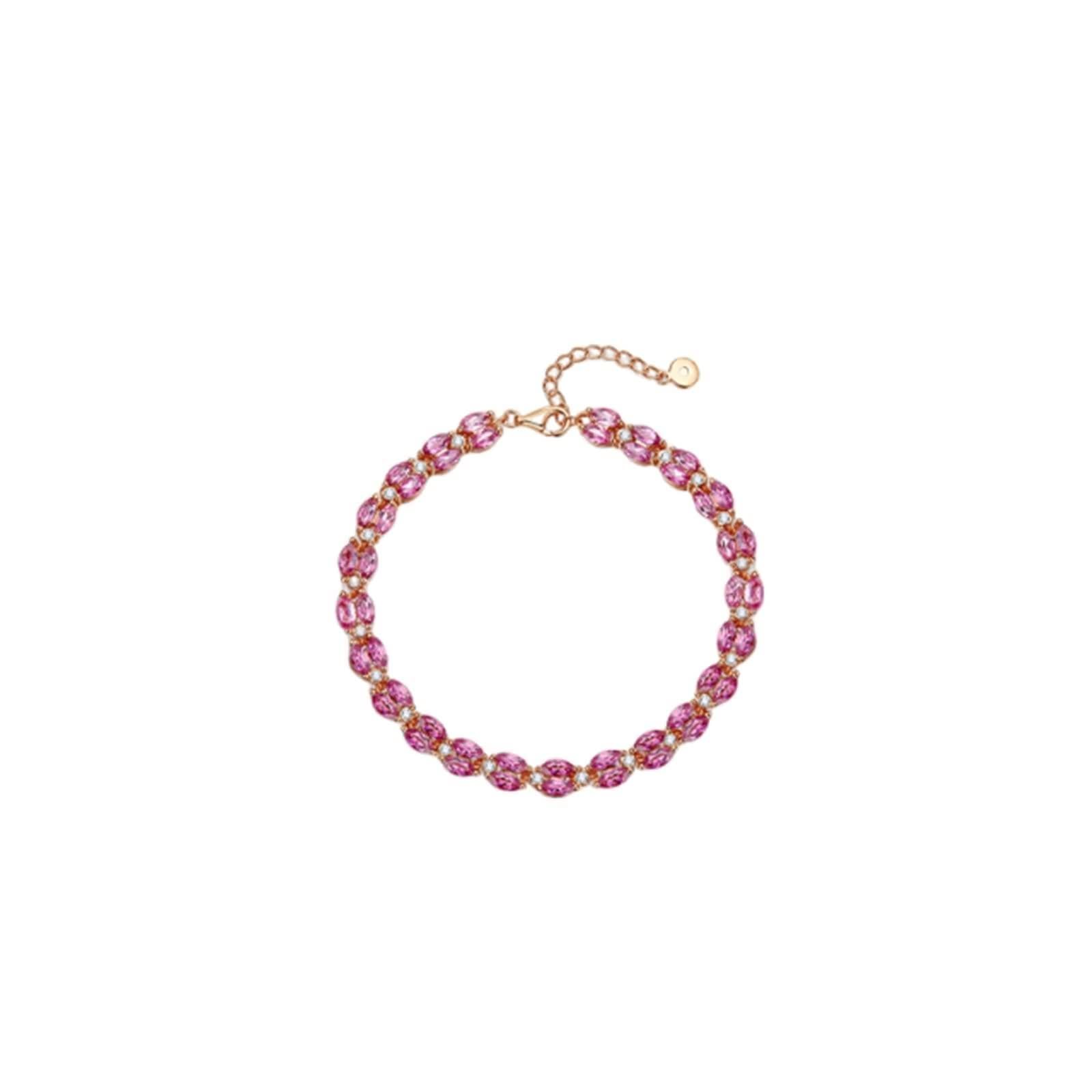 Pulsera de moda para mujer, pulsera vintage de cadena de rubí rosa, joyería de oro rosa de 9 K, 14 y 18 quilates con circonita cúbica