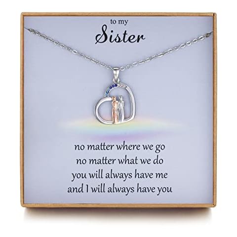 LOVEMY Gifts for Sister - Sister Gifts from Sister, Sterling Silver Two Sisters Pendant, Sister Birthday Gifts Friendship Jewellery Cover