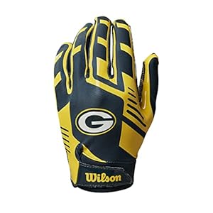 Wilson NFL Stretch Fit Football Gloves – Youth, Green Bay Packers