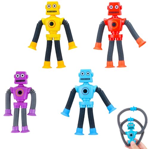 YAPKOLV Robot Telescópico con Ventosa - 4 Piezas, Juguetes Sensoriales Educativos y de Alivio de Estrés, Robot Juguete para Niños y Niñas, Regalos para Fiestas YAPKOLV Robot Telescópico con Ventosa - 4 Piezas, Juguetes Sensoriales Educativos y de Alivio de Estrés, Robot Juguete para Niños y Niñas, Regalos para Fiestas